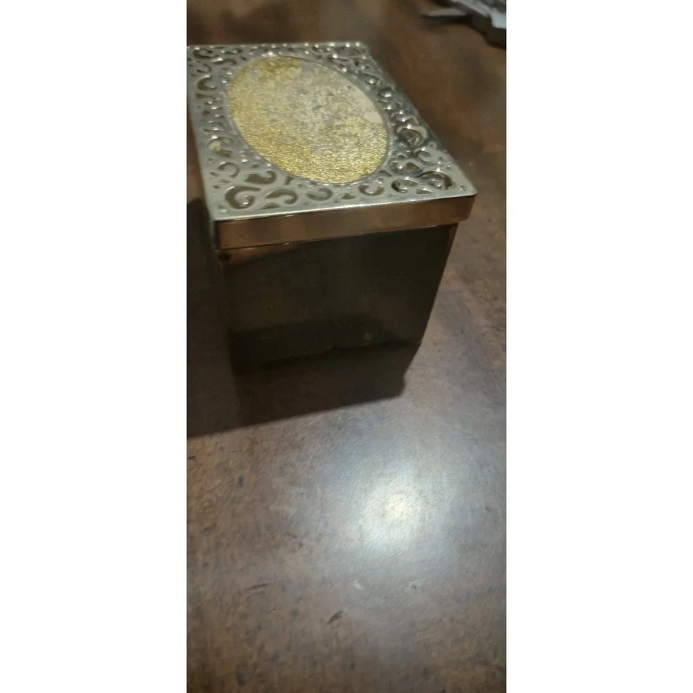 Silver Plated Filigree Trinket Jewelry Box T.R. 3 1/2X2 1/2X2 1/4